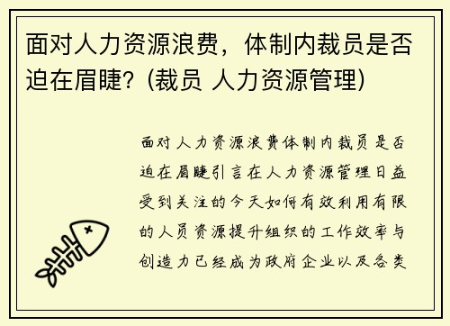 面对人力资源浪费，体制内裁员是否迫在眉睫？(裁员 人力资源管理)